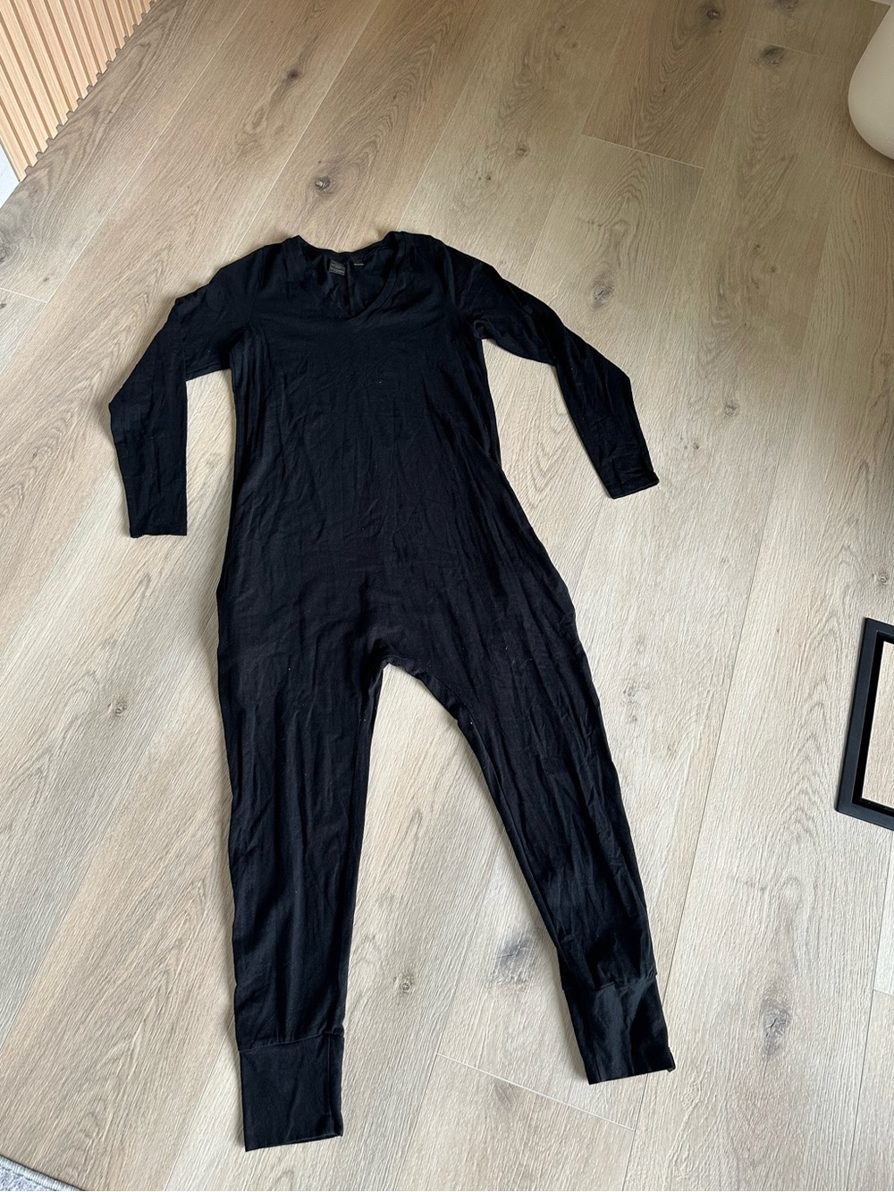 WOOLY DOODLE LOUNJ Black Bamboo Blend Romper - Size S